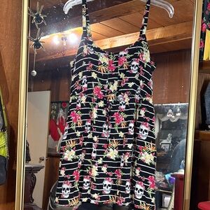 Hot Topic Black Floral Skull Mini Dress